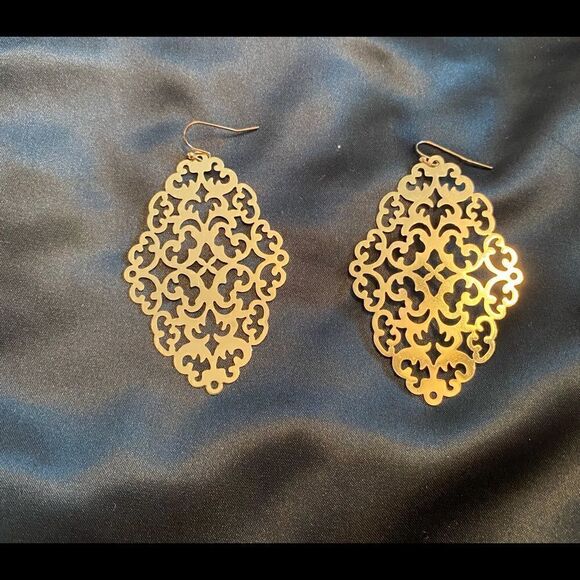 Gold Tone Long Earrings  - Picture 1 of 3